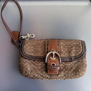 Coach Y2K Brown Signature Mini Wristlet